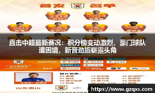 直击中超最新赛况：积分榜变动激烈，豪门球队遭困境，新晋劲旅崭露头角